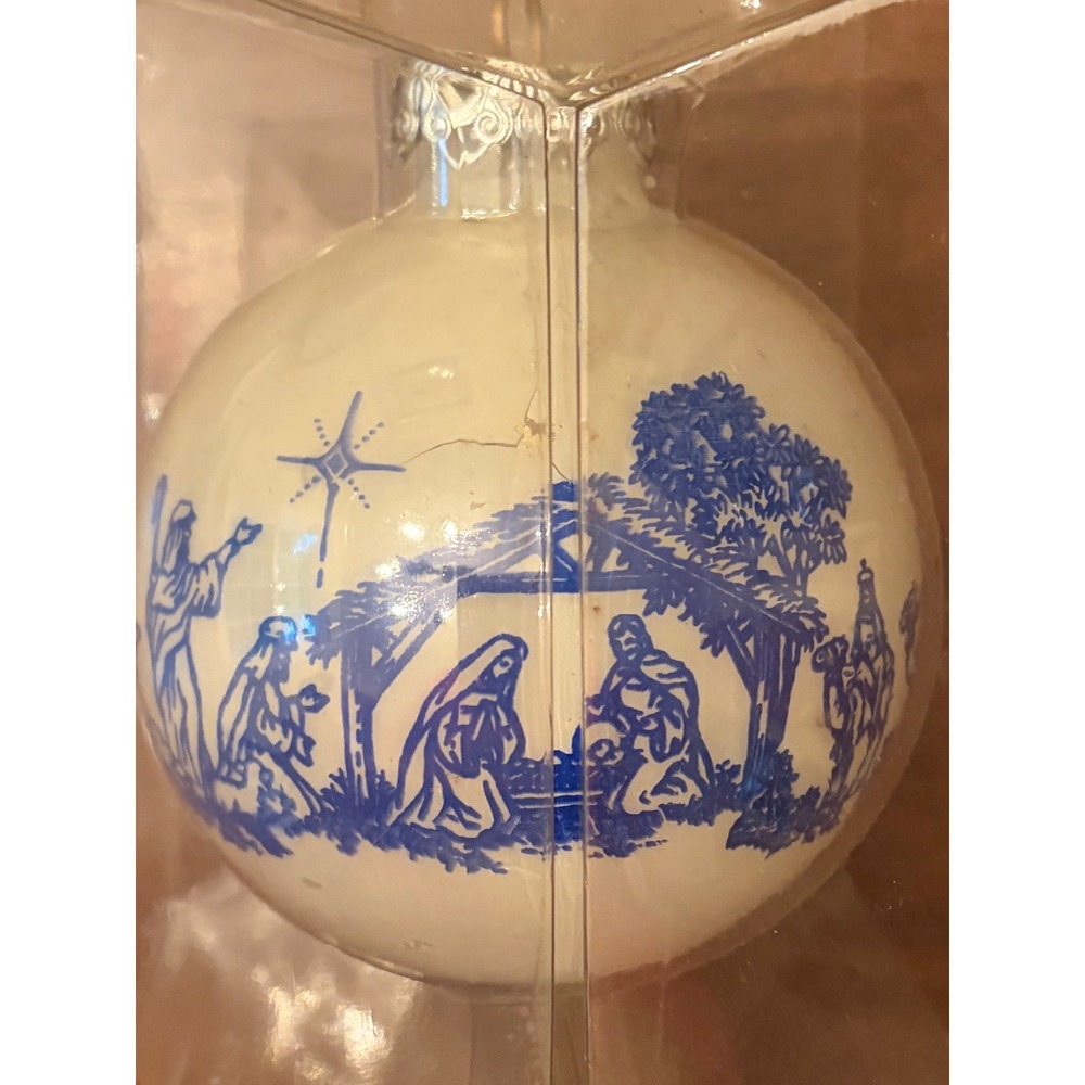 Vintage Bronners Nativity Holy Family 3" Christmas Blessings Glass Ornament